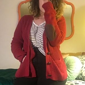 Mossimo red grandfather sweater with elbow pads